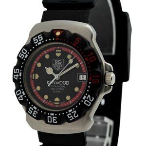 RARE NOS Tag Heuer 35mm Formula 1 Black/ Red Kenwood Dial F1 Watch! Ref: WA1214!